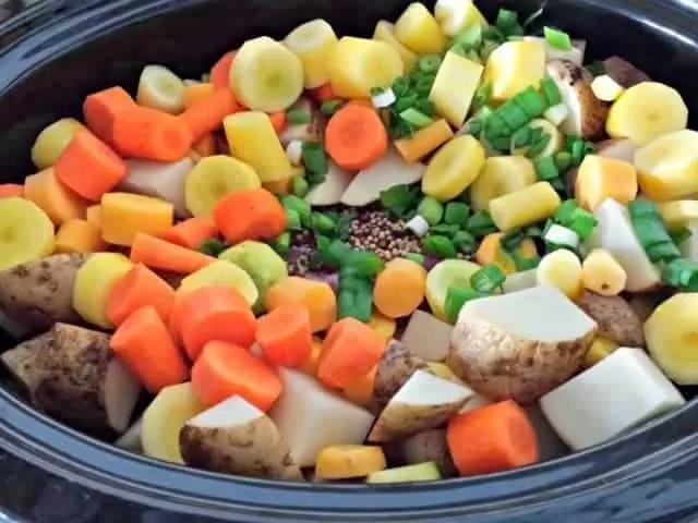 Crock pot corned beef ready to cook
