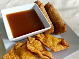 Homemade sweet and sour sauce being served