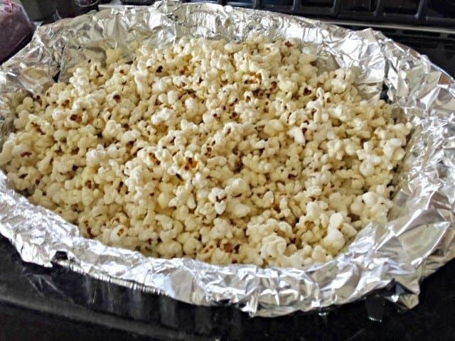 Popcorn in roaster pan