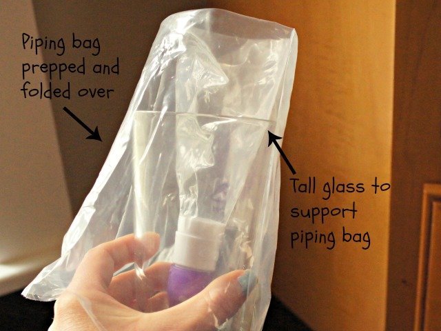 Prepping frosting bag for piping