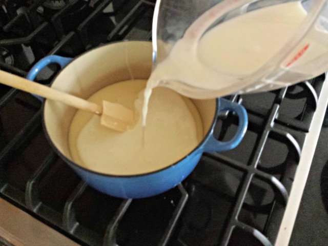 Add milk to sweetened condensed milk
