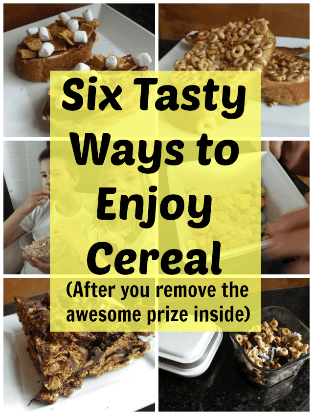 A Collection of Six fun ways to enjoy cereal when you've bought too many boxes. Links to recipes included so you can make the cereal crusted French toast, s'mores cereal bars, and more yourself.