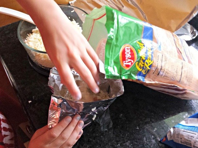 Add chicken to grilled chicken pockets