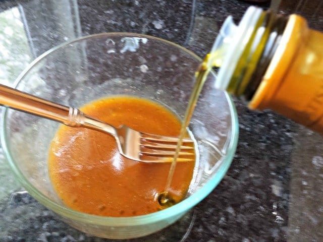 Adding olive oil to BBQ sauce vinaigrette