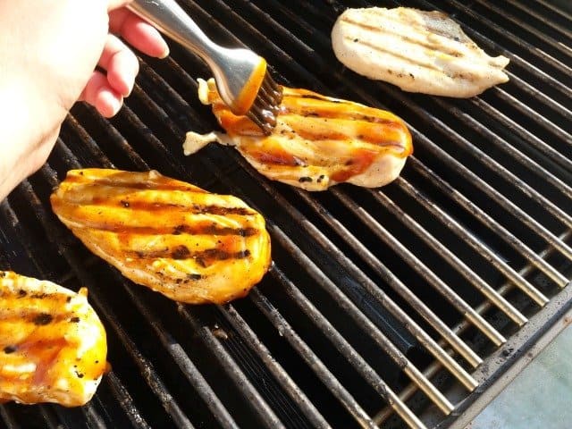 Basting chicken with bbq sauce