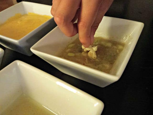 Dipping popcorn in Fantastic Four honey mustard sauce
