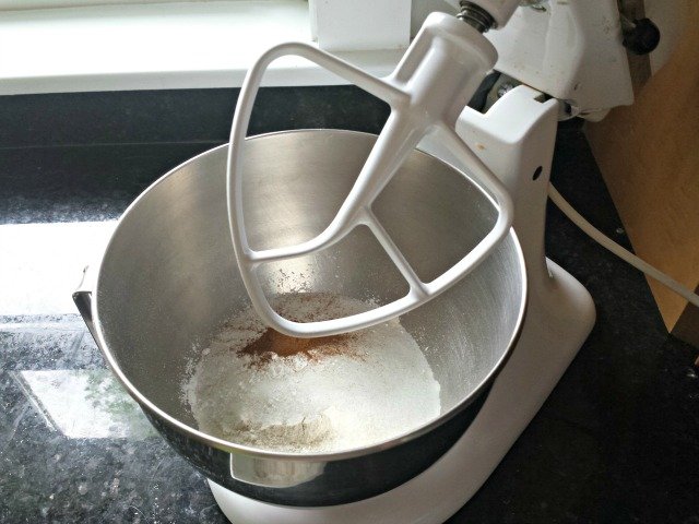 Dry ingredients for homemade strawberry muffins