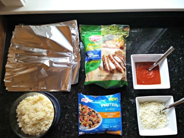 Setup for grilled chicken pockets