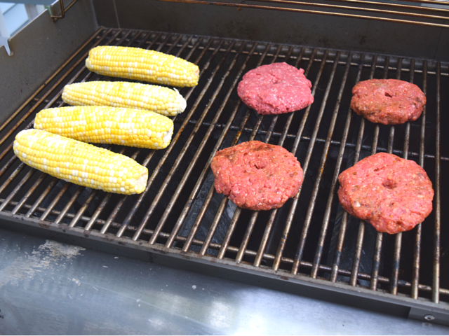 Grilling chipotle burgers and corn