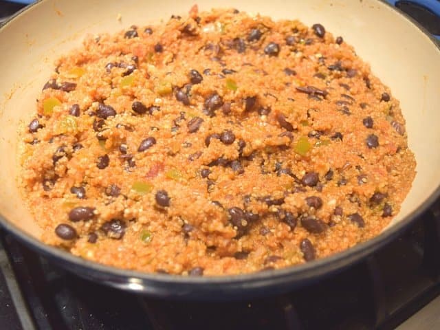 Cook until liquid is absorbed and quinoa is fluffy