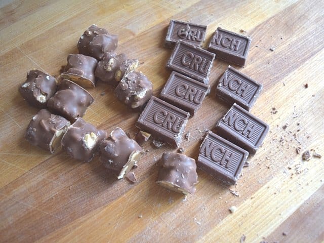 Cut your Nestle fun size candy bars in half