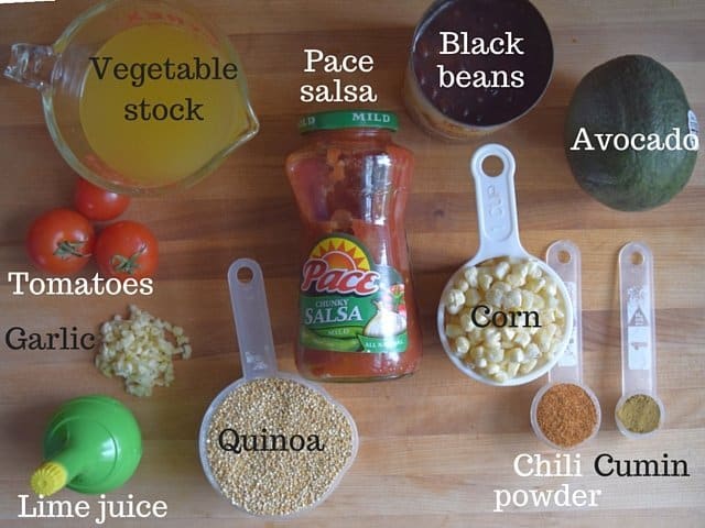 Ingredients for Mexican skillet quinoa