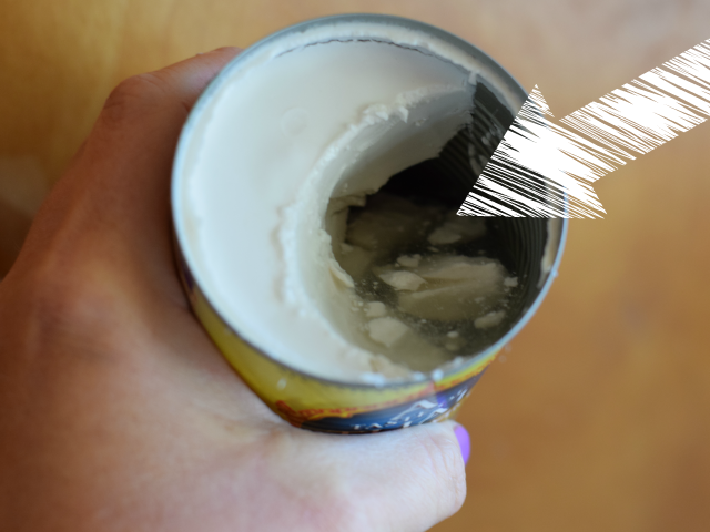 Drain the water from coconut milk