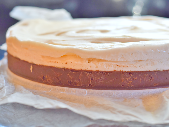 Release ice cream cake and see the two layers