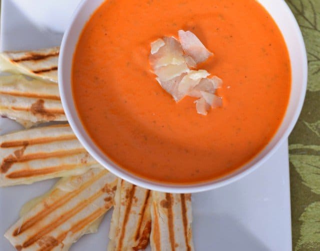 Bowl of tomato basil soup