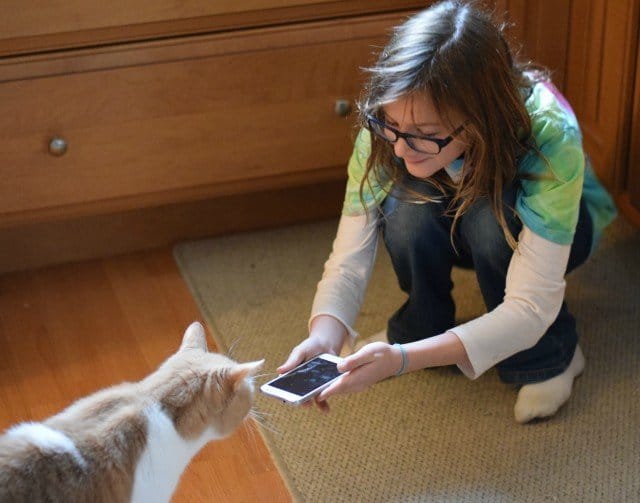 Helping with dinner listening to music and showing the cat
