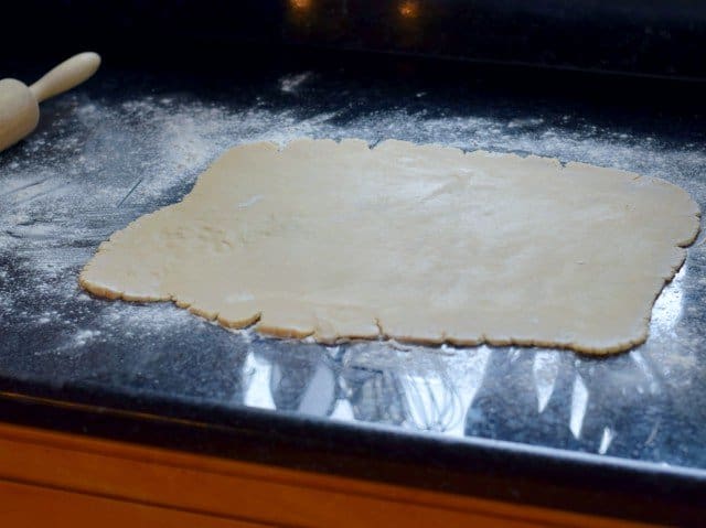 Roll disk to one quarter inch thick rectangle