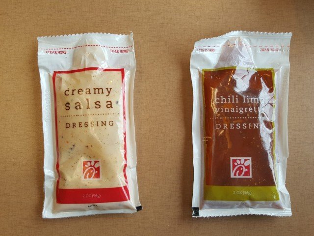 Chili Lime Vinaigrette and creamy salsa dressings for the Chick-fil-A southwest salad