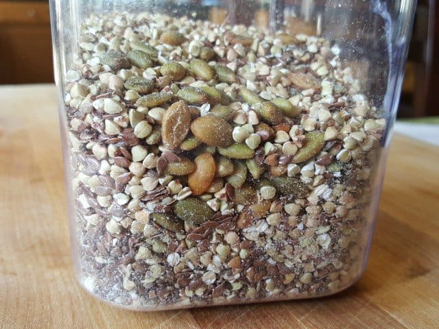 Shake gluten free cereal until mixed