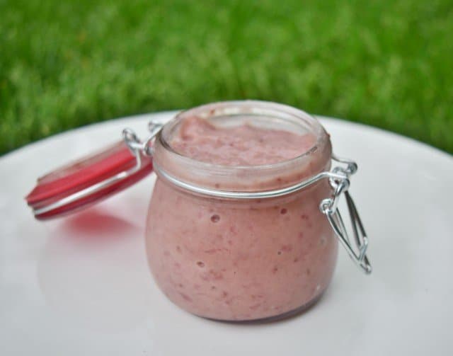 Jar of homemade strawberry curd