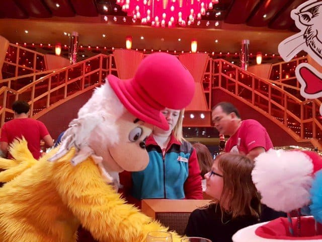 Carnival cruise character green eggs and ham breakfast with Dr Seuss