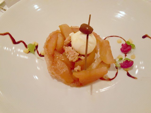 Caramelized apple dessert at the Carnival Steakhouse dinner