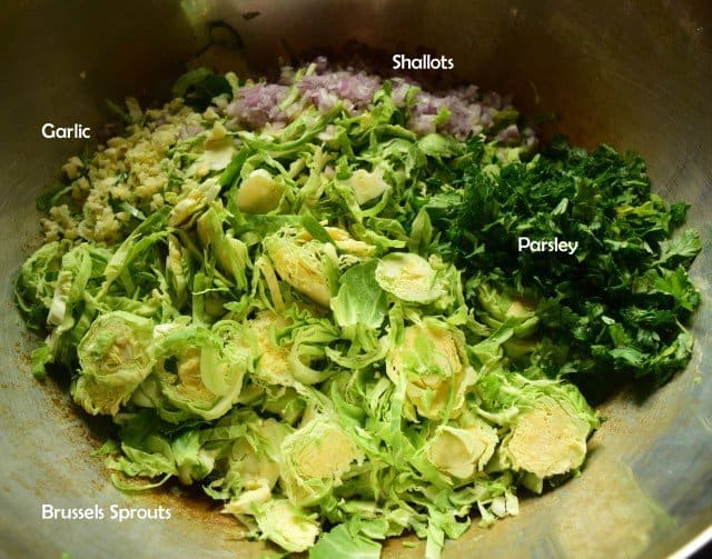 Ingredients for shaved brussels sprouts salad