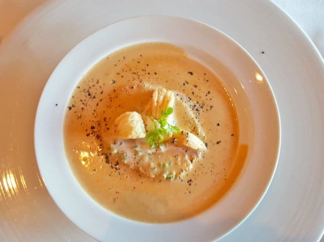 Lobster Bisque appetizer at the Carnival Cruise steakhouse dinner