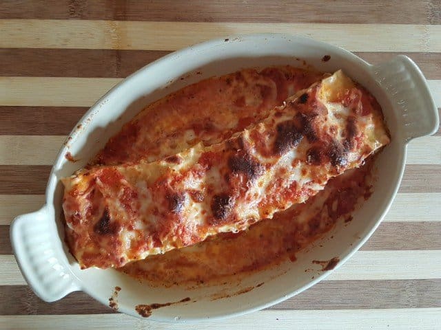 Bake lasagna roll ups until toasted on top