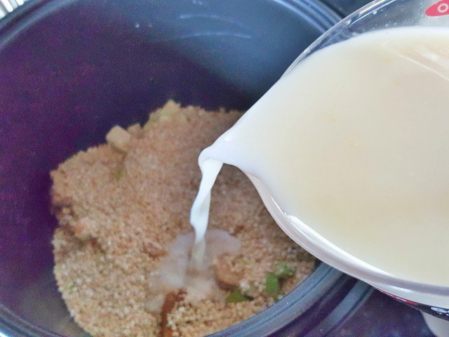 Add milk and egg to oats after whisking thoroughly