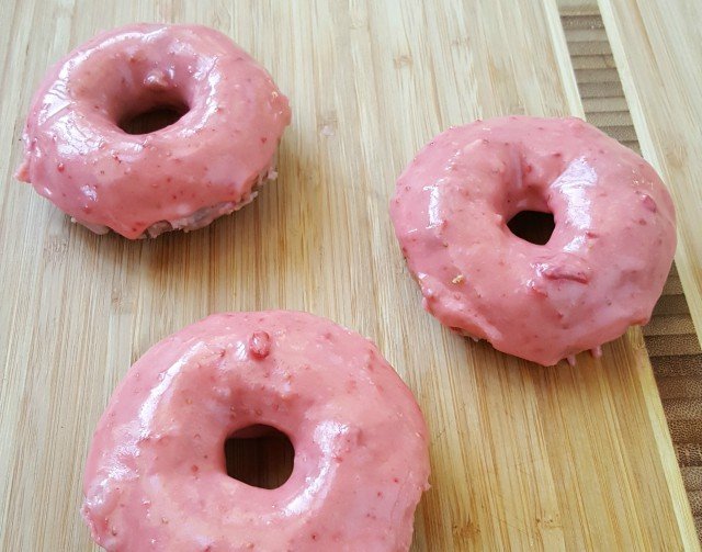 Enjoy homemade baked strawberry donuts