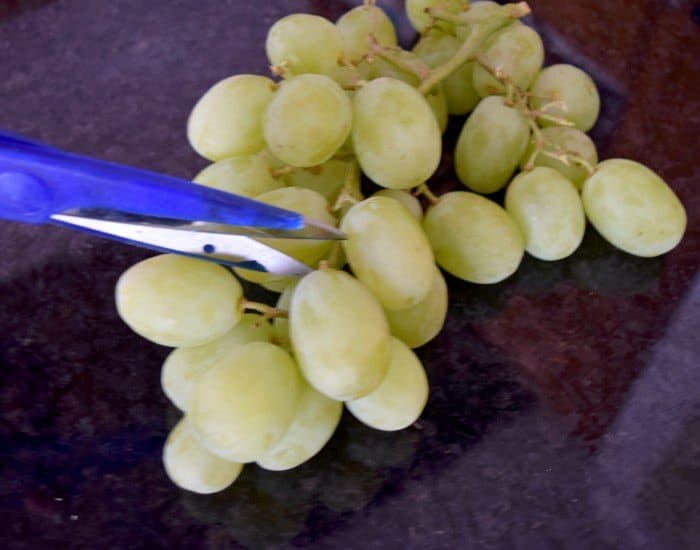 Use scissors to cut small grape bunches