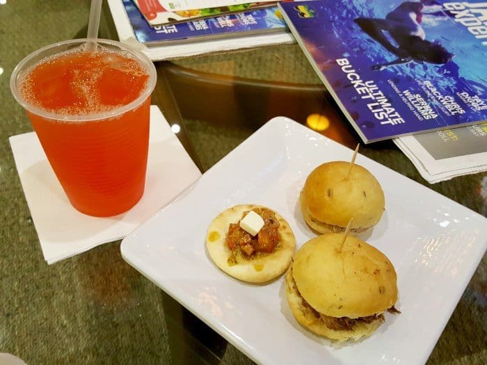 Club Mobay arrival lounge snacks