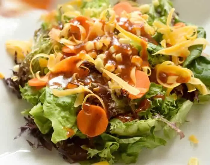 Delicious healthy salad with homemade bbq vinaigrette recipe
