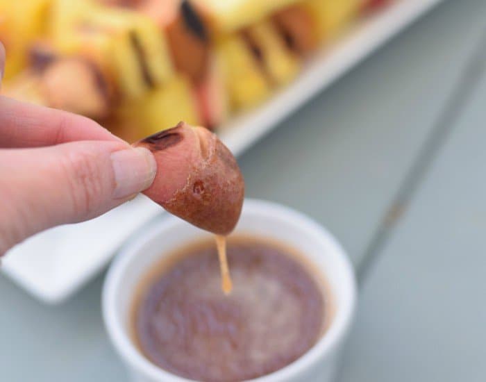 Dip grilled fruit in brown sugar caramel sauce