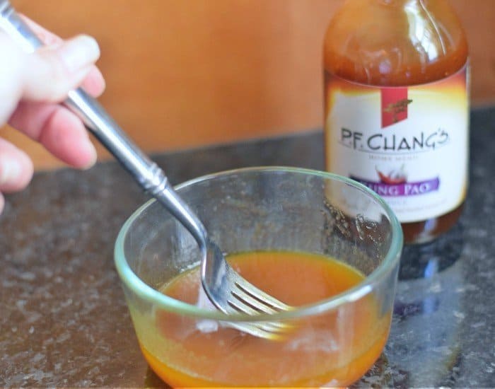 Mix PF chang kung pao sauce with oil to make a salad dressing
