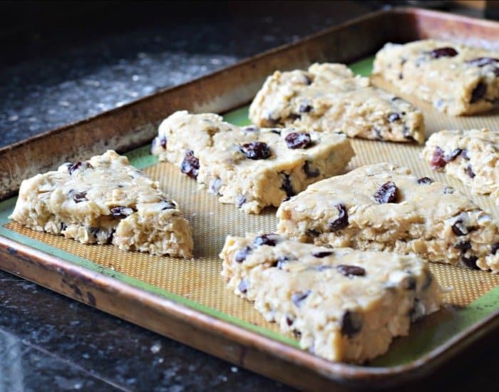 Chocolate cherry scones ready to bake