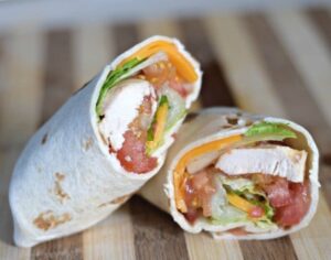 Enjoy a perfect picnic sandwich with these chicken taco wraps