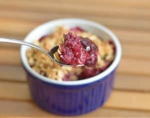 Bite of indvidual baked cherry oatmeal