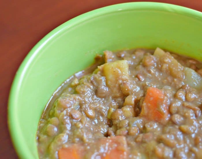 Bowl of homemade lentil soup