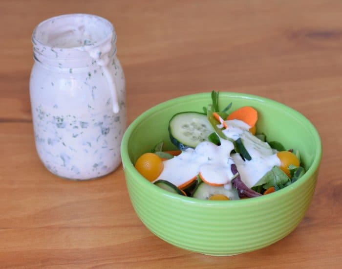 Enjoy a healthy salad with homemade dressing