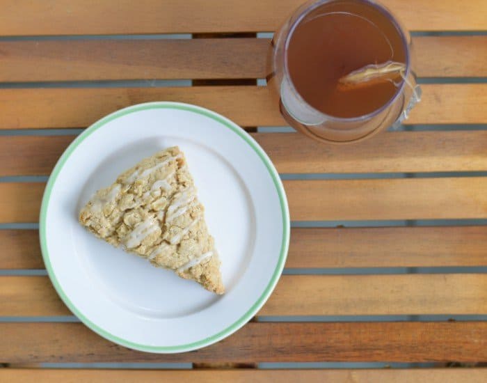 Homemade chai scone and tea