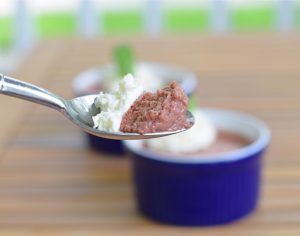 Bite of cherry custard