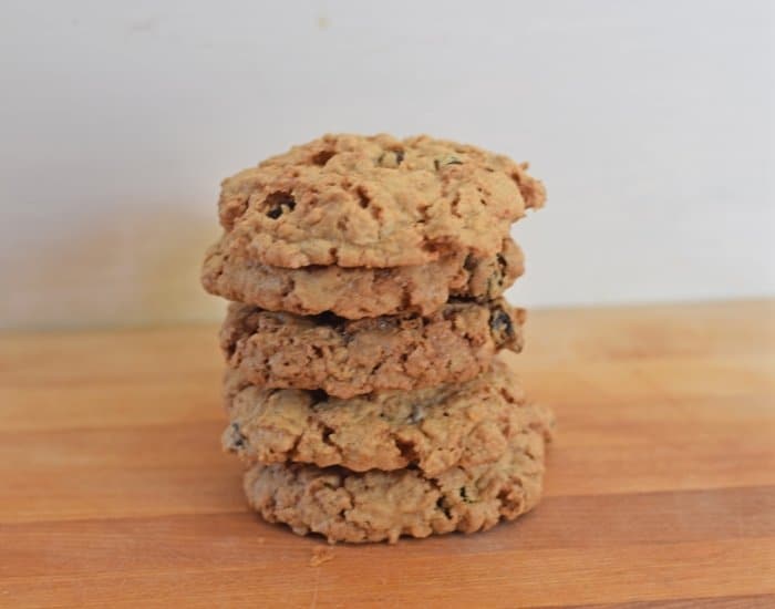 Stack of oatmeal raisin cookies