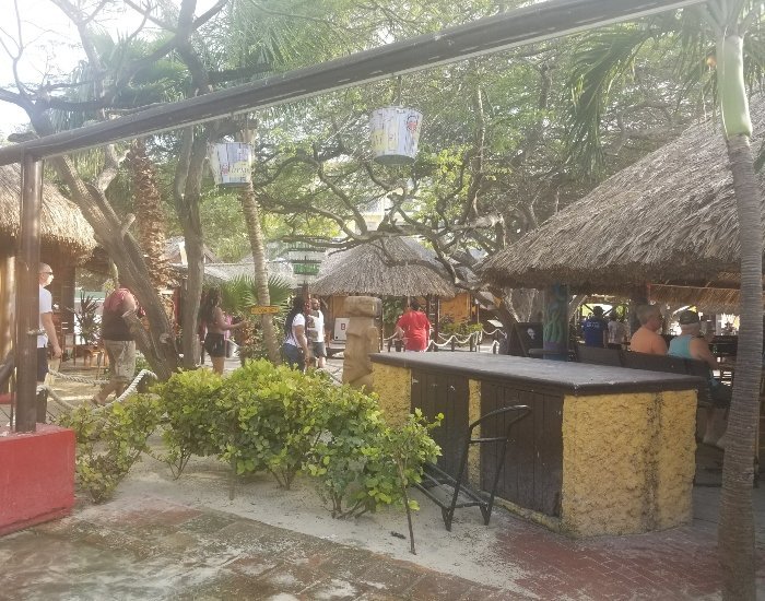 Bar near Jolly Roger pirate ship Aruba