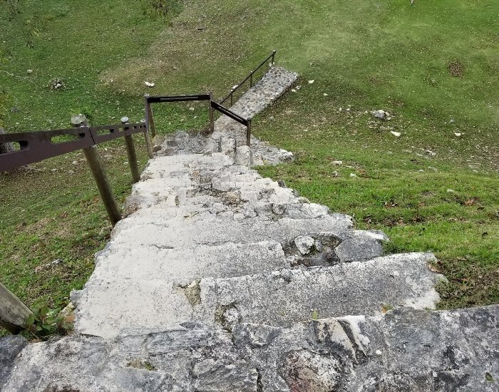 Steep steps at Belize Mayan ruins
