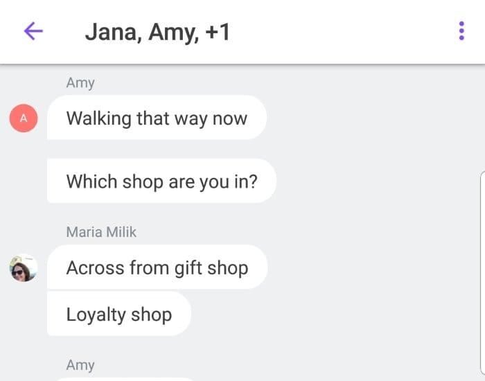Life360 chat screenshot