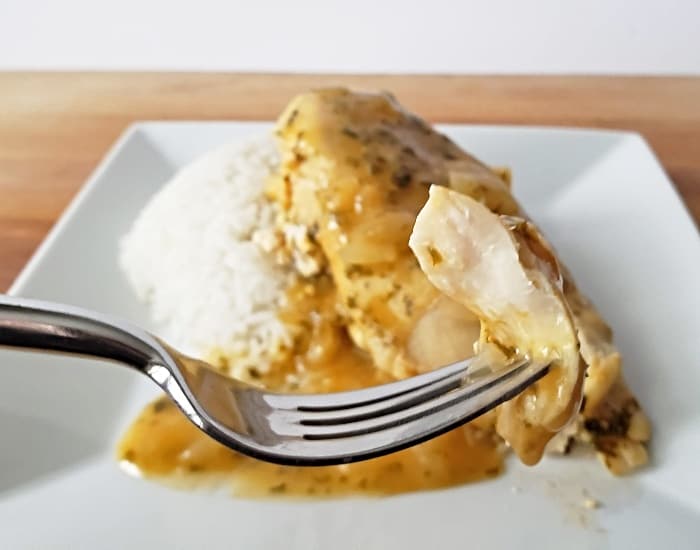 Bite of lemon garlic chicken