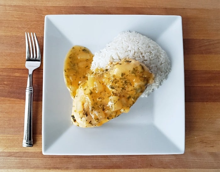 Plated lemon garlic chicken