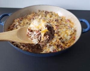 Spoonful of cheesy mexican skillet